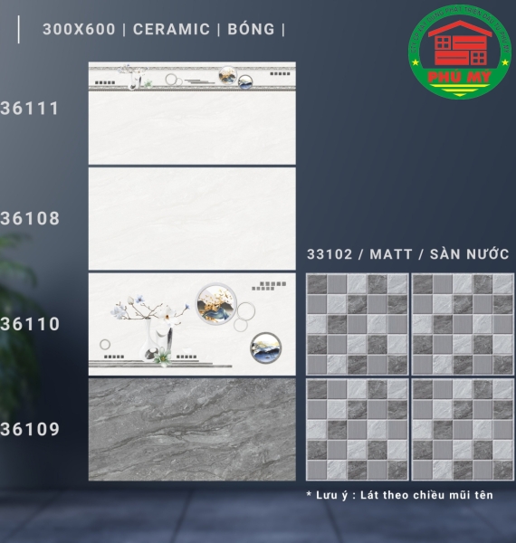 CERAMICS - BÓNG - 30x60 - 36108-36109-36110-36111-33102