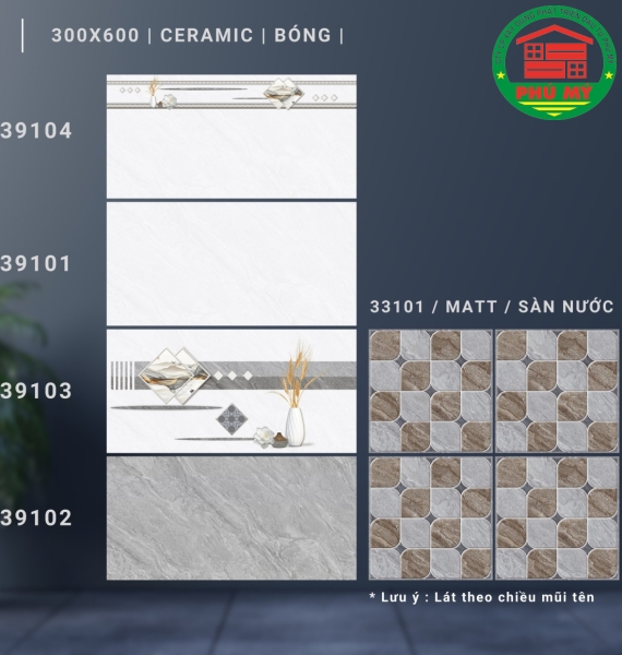 CERAMICS - BÓNG - 30x60 - 39101-39102-39103-39104-33101